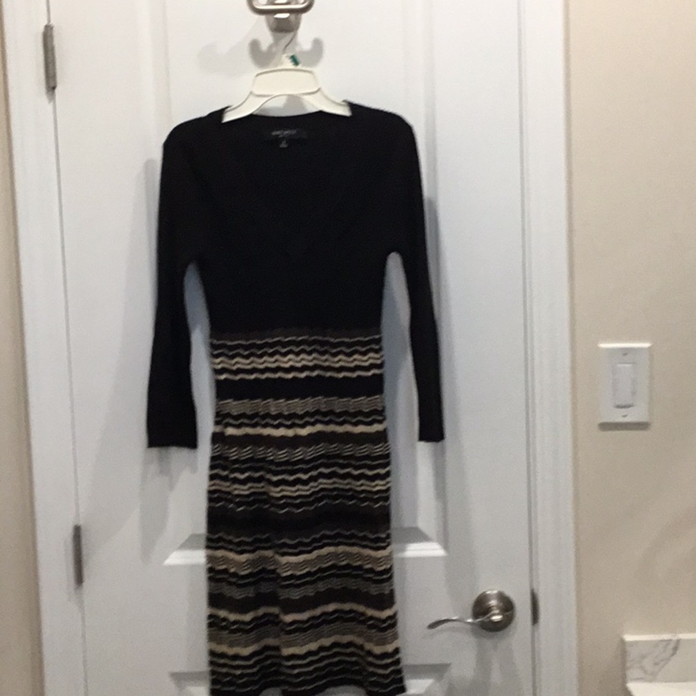 Nine west black and white striped sweater dress